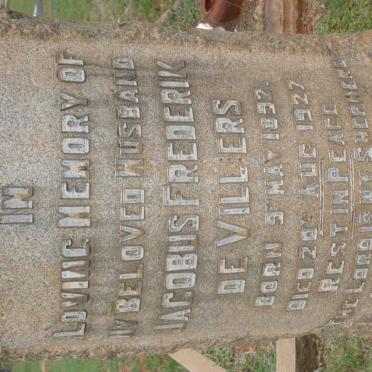 VILLIERS Jacobus Frederik, de 1892-1927