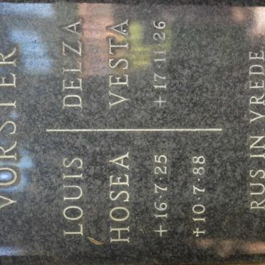 VORSTER Louis Hosea 1925-1988 &amp; Delza Vesta 1926-