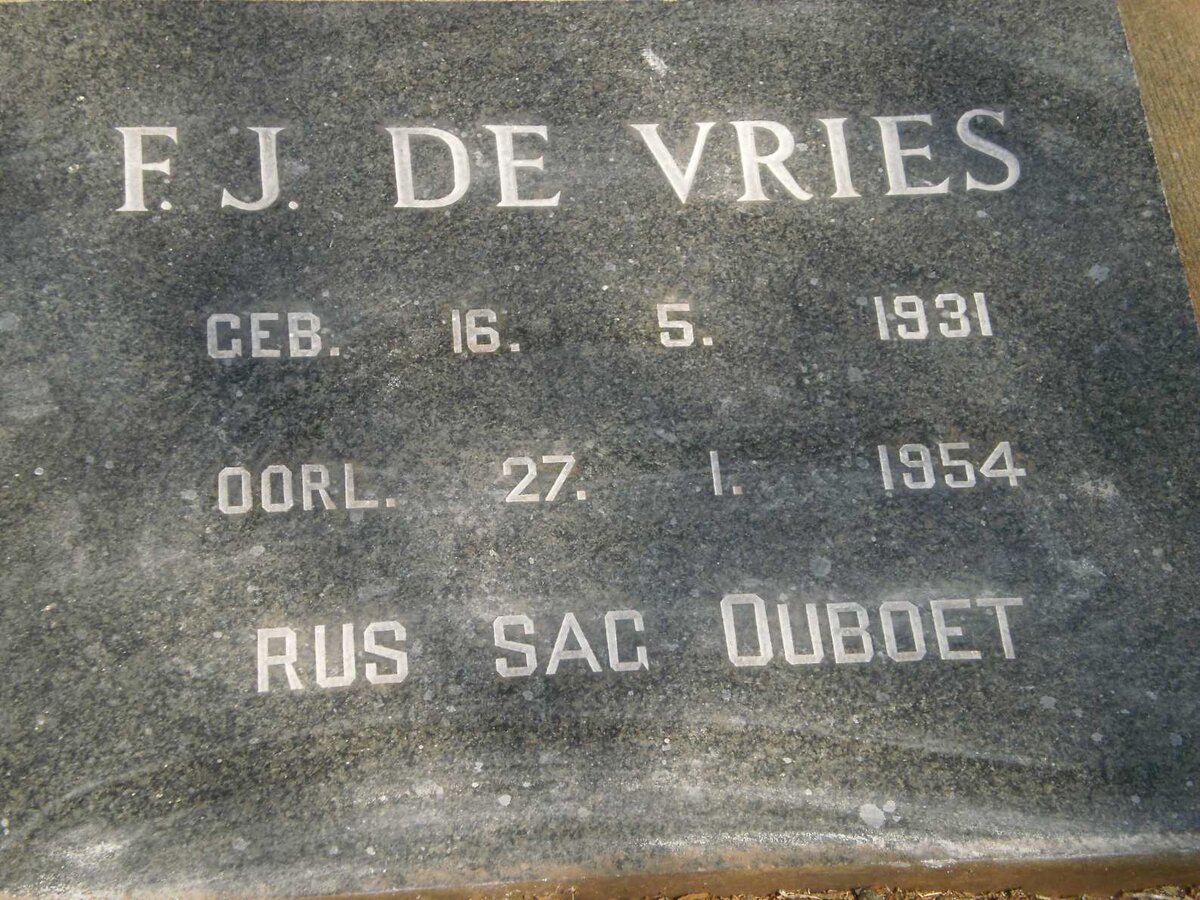 VRIES F.J., de 1931-1954