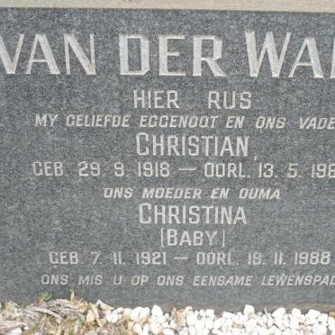 WALT Christian, van der 1918-1968 &amp; Christina 1921-1988
