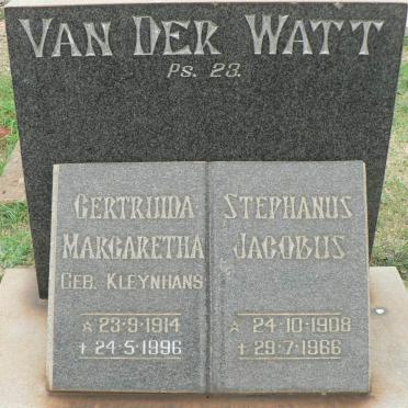 WATT Stephanus Jacobus, van der 1908-1966 &amp; Gertruida Margretha KLEYNHANS 1914-1996