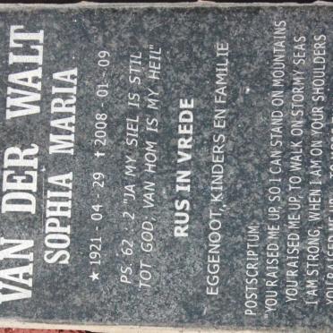 WALT Sophia Maria, van der 1921-2008