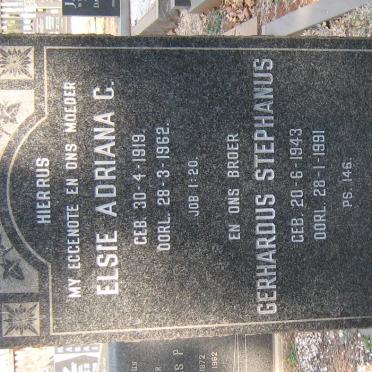 WALT Elsie Adriana C., van der 1919-1962 :: VAN DER WALT Gerhardus Stephanus 1943-1991