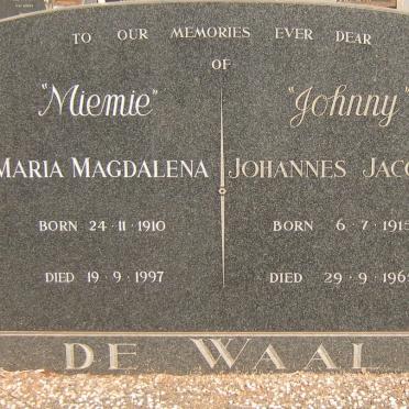 WAAL Johannes Jacobus, de 1915-1965 &amp; Maria Magdalena 1910-1997