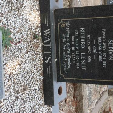 WATTS Richard John Seddon -1963 &amp; Violet 1901-1981 :: WATTS Richard Leslie -1964