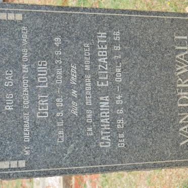 WALT Gert Louis, van der 1888-1949 &amp; Catharina Elizabeth 1894-1956