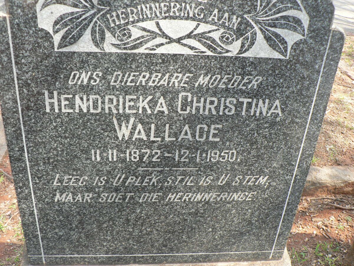 WALLACE Hendrieka Christina 1872-1950