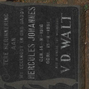 WALT Hercules Johannes, v.d. 1916-1961