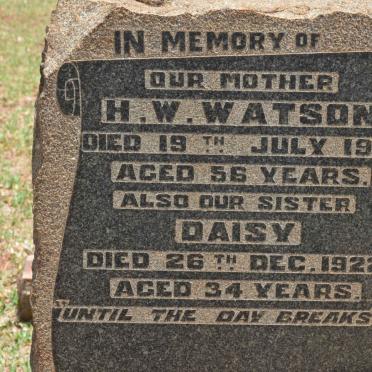 WATSON H.W. -1918 :: WATSON Daisy -1922