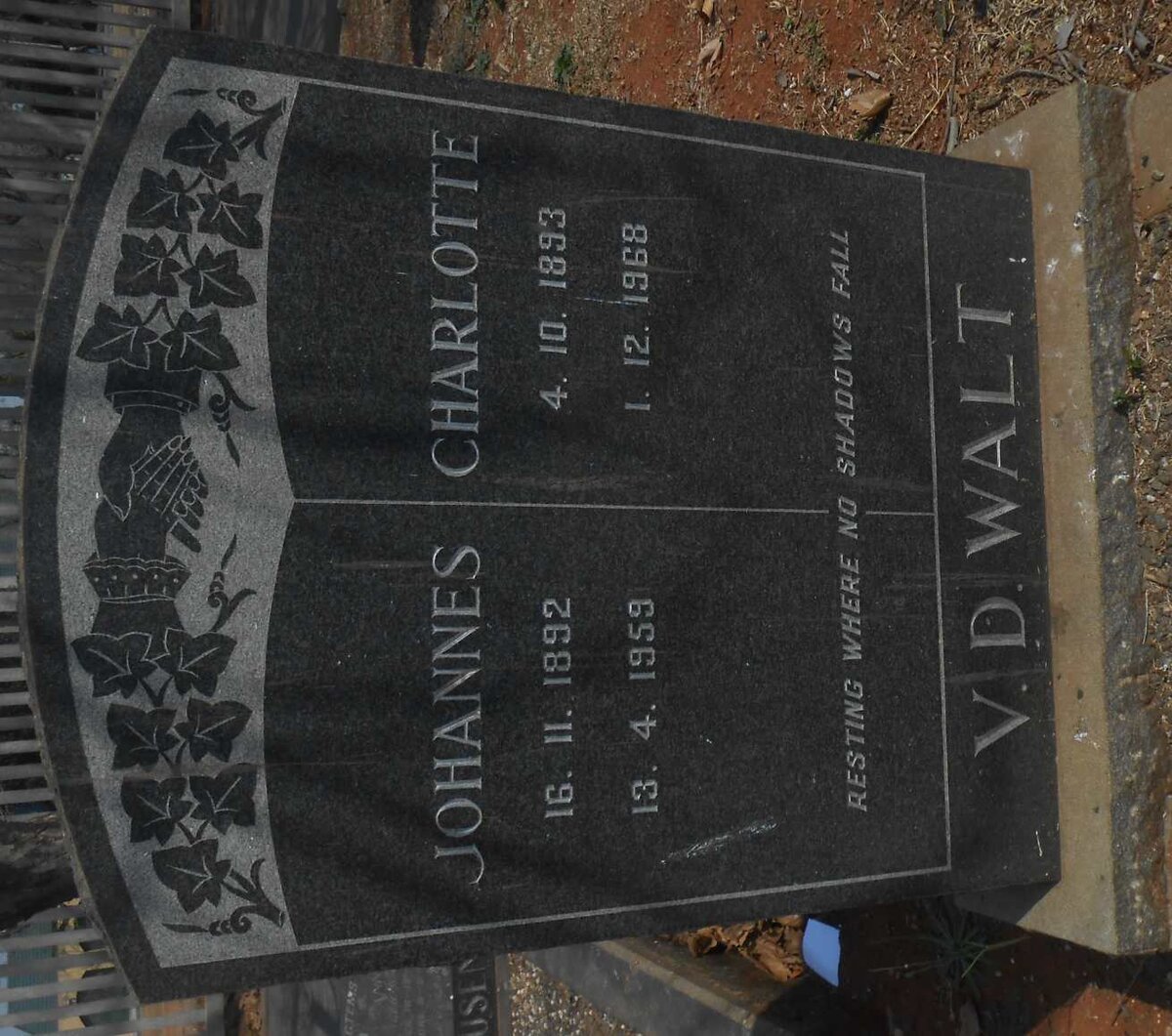 WALT Johannes, v.d. 1892-1959 &amp; Charlotte 1893-1968
