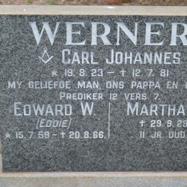 WERNER Carl Johannes 1923-1981 :: WERNER Edward W. 1959-1966 :: WERNER Martha L. -1929