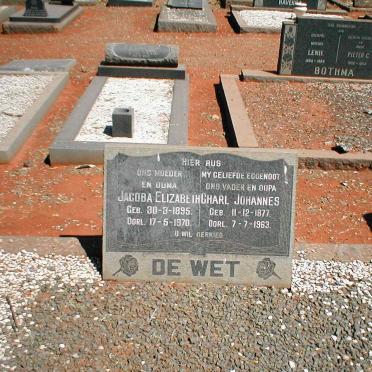 WET Charl Johannes, de 1877-1963 &amp; Jacoba Elizabeth 1895-1970