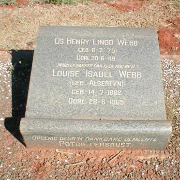 WEBB Henry Lindo 1875-1949 &amp; Louise Isabel ALBERTYN 1882-1965
