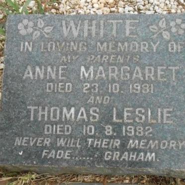 WHITE Thomas Leslie -1982 &amp; Anne Margaret -1981