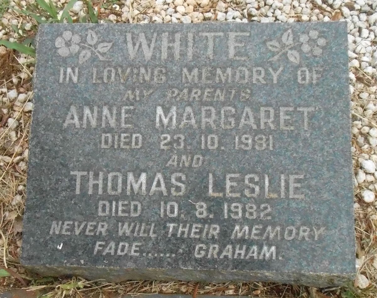 WHITE Thomas Leslie -1982 &amp; Anne Margaret -1981