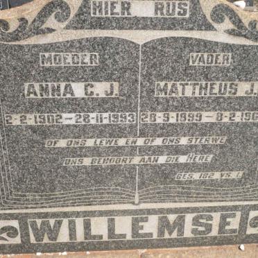 WILLEMSE Mattheus J. 1899-1960 &amp; Anna C.J. 1902-1993
