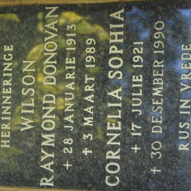 WILSON Raymond Donovan 1913-1989 &amp; Cornelia Sophia 1921-1990