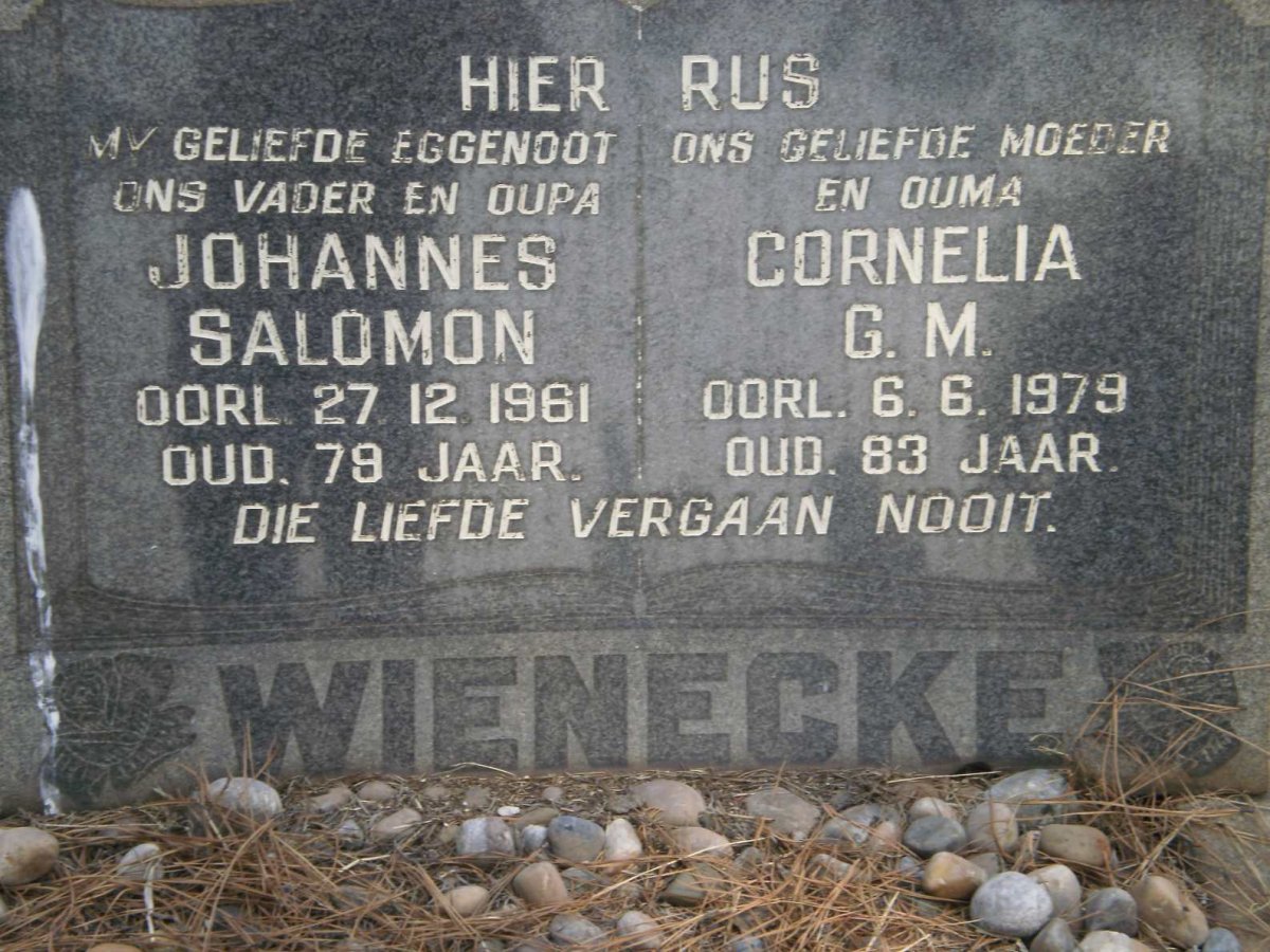 WIENECKE Johannes Salomon -1961 &amp; Cornelia G.M. -1979