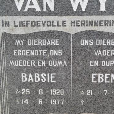WYK Eben, van 1916 &amp; Babsie 1920-1977