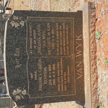 WYK Johannes Gideon Hendrik, van 1869-1958 &amp; Johanna Maria CLOETE 1875-1951