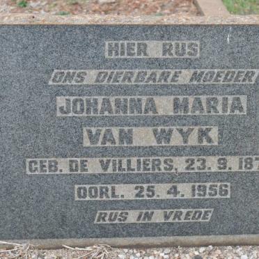 WYK Johanna Maria, van nee DE VILLIERS 1876-1956