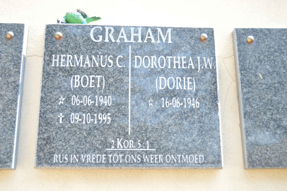 GRAHAM Hermanus C. 1940-1995 &amp; Dorothea J.W. 1946-