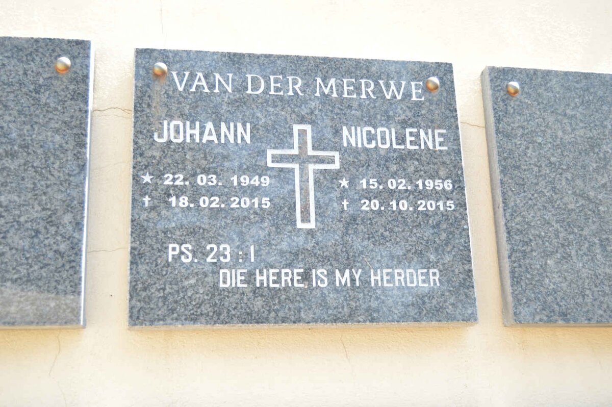 MERWE Johann, van der 1949-2015 &amp; Nicolene 1956-2015
