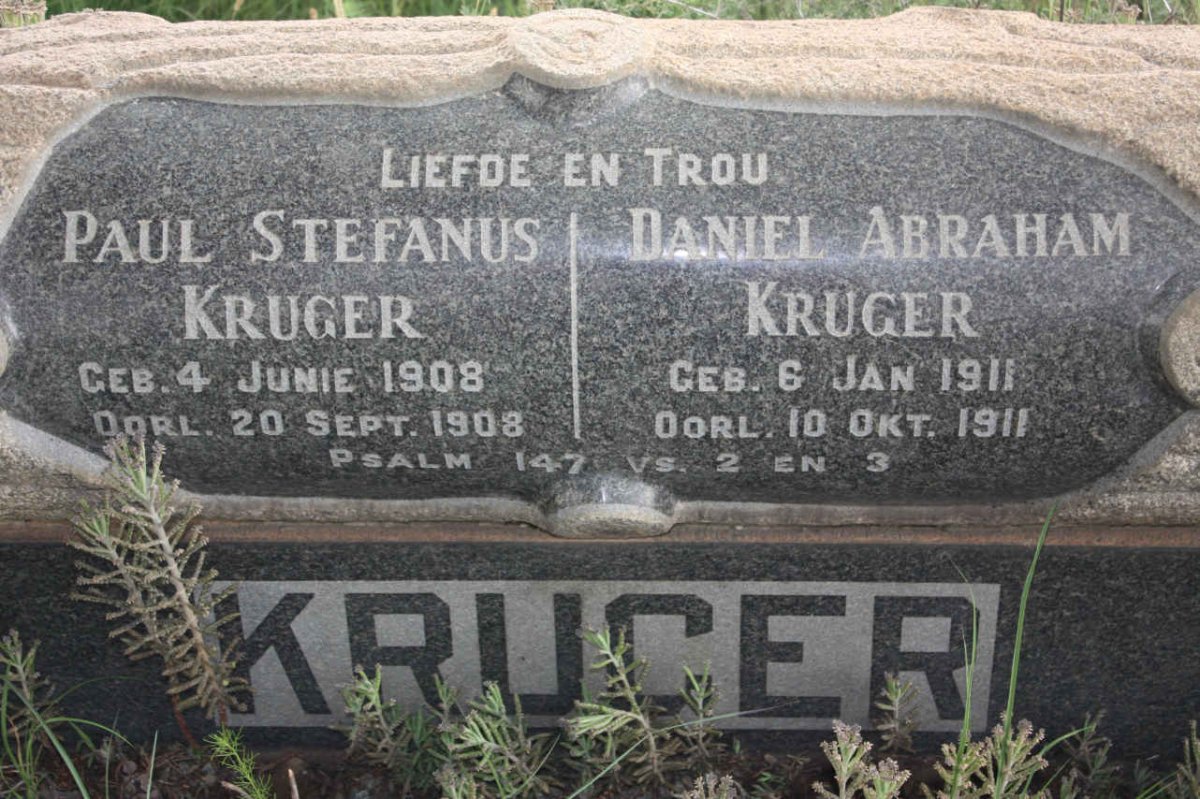 KRUGER Paul Stefanus 1908-1908 :: KRUGER Daniel Abraham 1911-1911