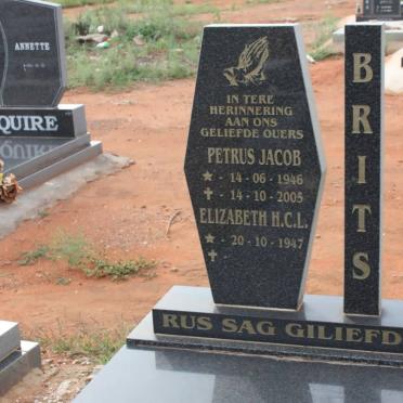 BRITS Petrus Jacob 1946-2005 &amp; Elizabeth H.C.L. 1947-