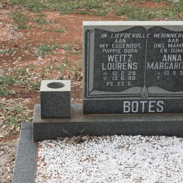 BOTES Weitz Lourens 1928-1990 &amp; Anna Margaritha 1933-