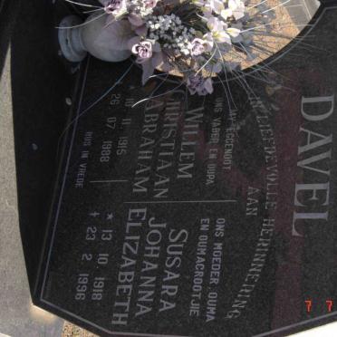 DAVEL Willem Christiaan Abraham 1915-1988 &amp; Susara Johanna Elizabeth 1918-1996
