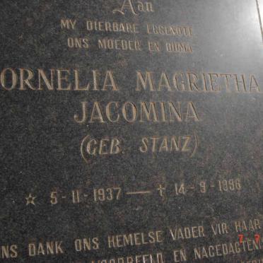 DUVENHAGE Cornelia Magrietha nee STANZ 1937-1996