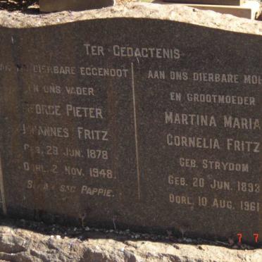FRITZ George Pieter Johannes 1878-1948 &amp; Martina Maria Cornelia STRYDOM 1893-1961