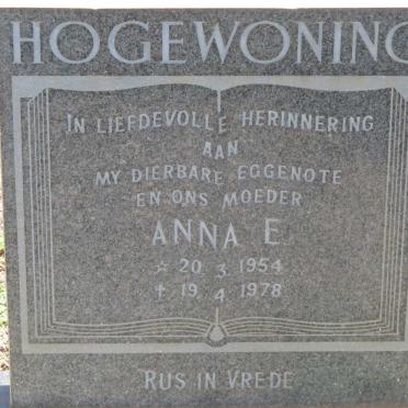 HOGEWONING Anna E. 1954-1978