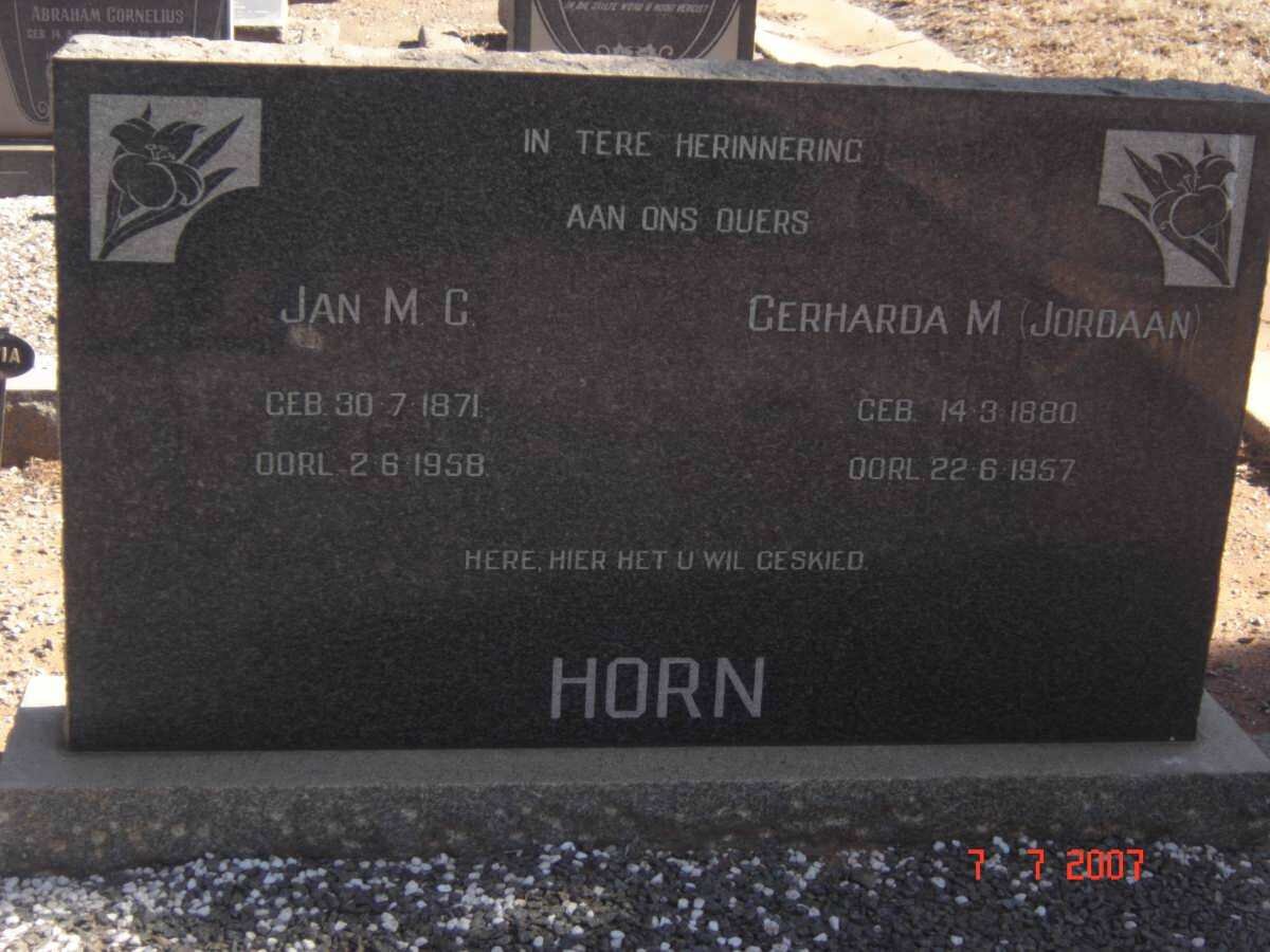 HORN Jan M.C. 1871-1958 &amp; Gerharda M. JORDAAN 1880-1957