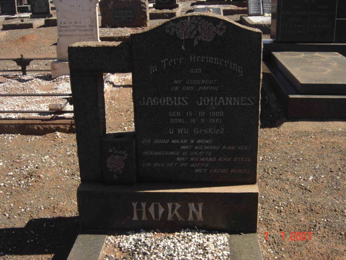 HORN Jacobus Johannes 1903-1981