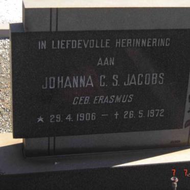 JACOBS Johanna C.S. nee ERASMUS 1906-1972
