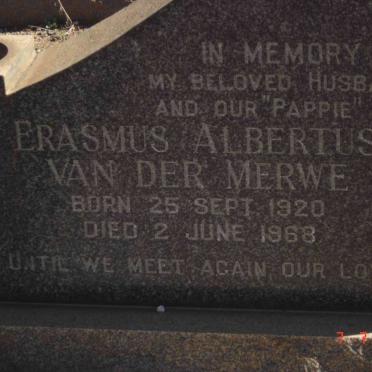 MERWE Erasmus Albertus, van der 1920-1963