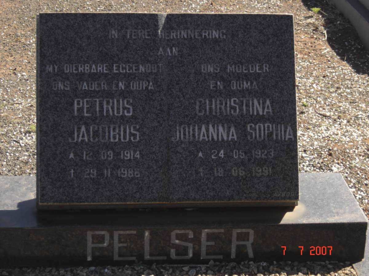 PELSER Petrus Jacobus 1914-198? &amp; Christina Johanna Sophia 1923-1991