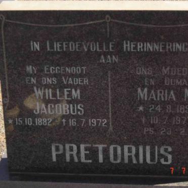 PRETORIUS Willem Jacobus 1882-1972 &amp; Maria M. 1892-1977