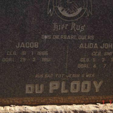 PLOOY Jacob, du 1865-1951 &amp; Alida Johanna SMITH 1870-1951