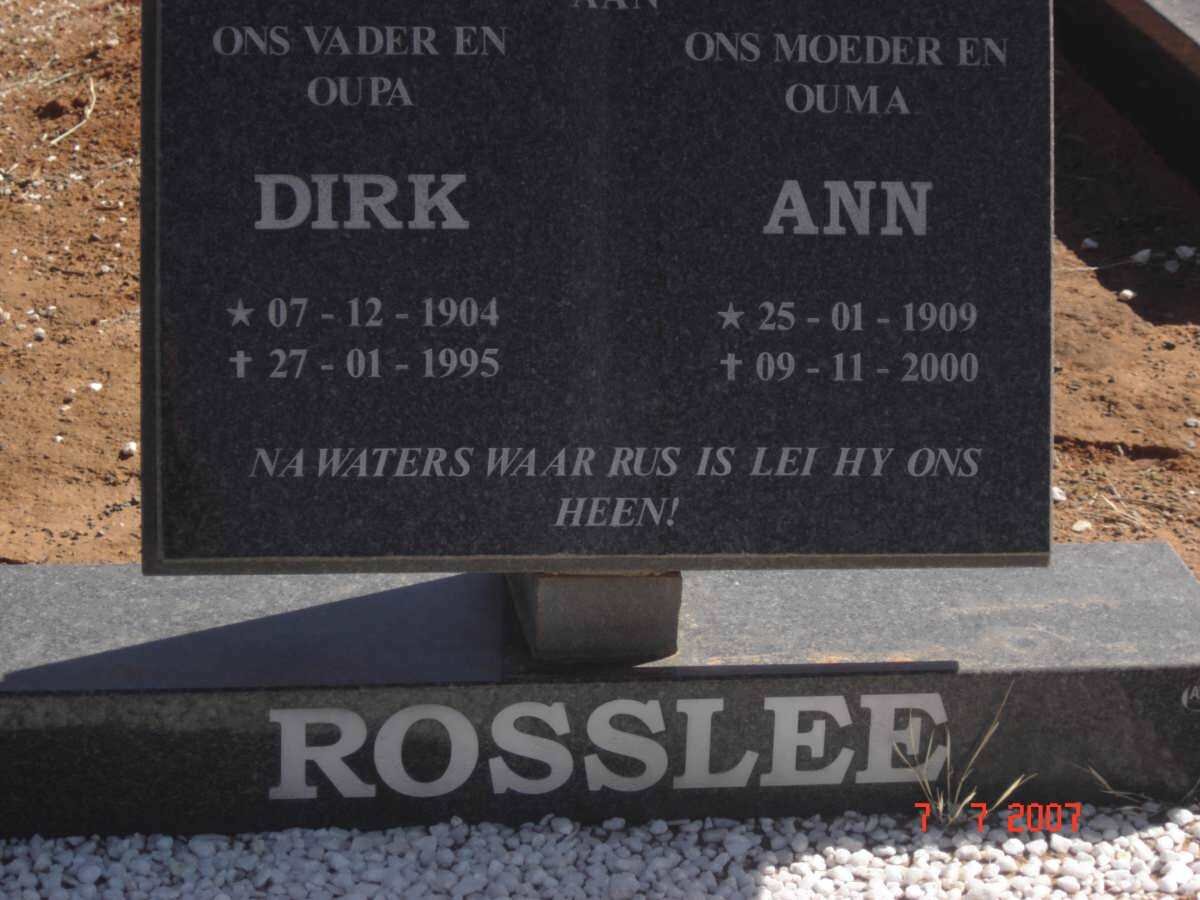 ROSSLEE Dirk 1904-1995 &amp; Ann 1909-2000