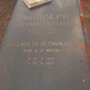 RUDOLPH Johannes George 1916-1984 &amp; Elizabeth Hermina C.L. V.D. MERWE 1928-2000