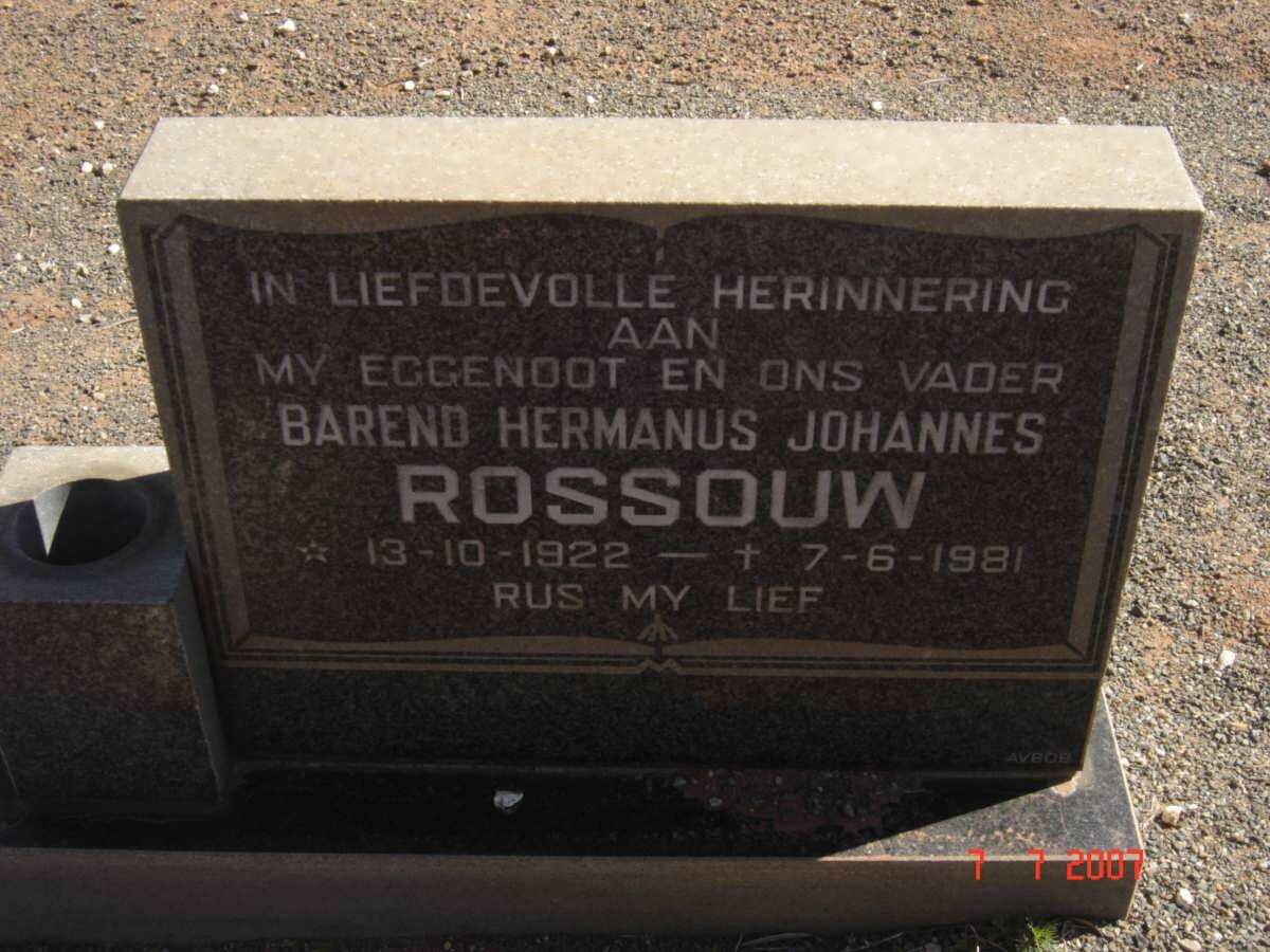 ROSSOUW Barend Hermanus Johannes 1922-1981