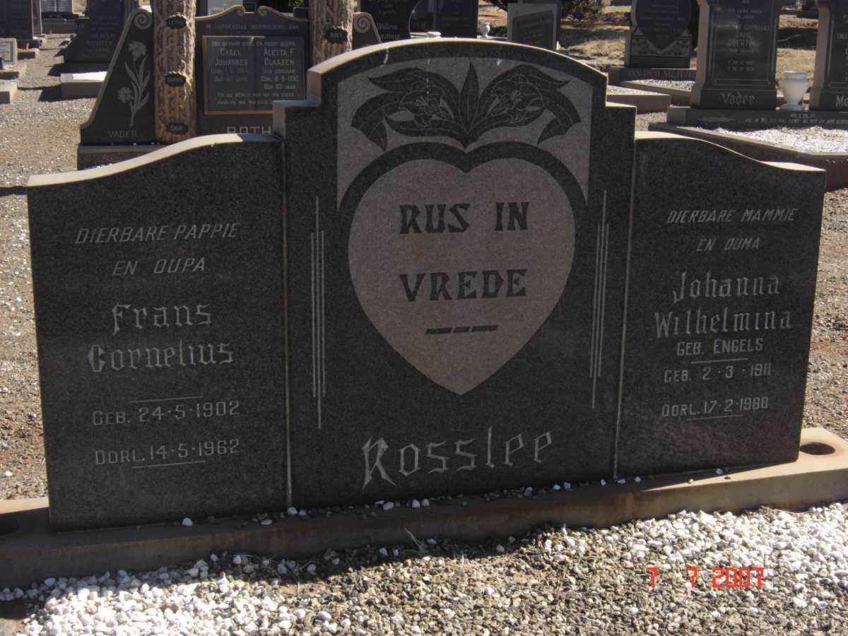 ROSSLEE Frans Cornelis 1902-1962 &amp; Johanna Wilhelmina ENGELS 1911-1988