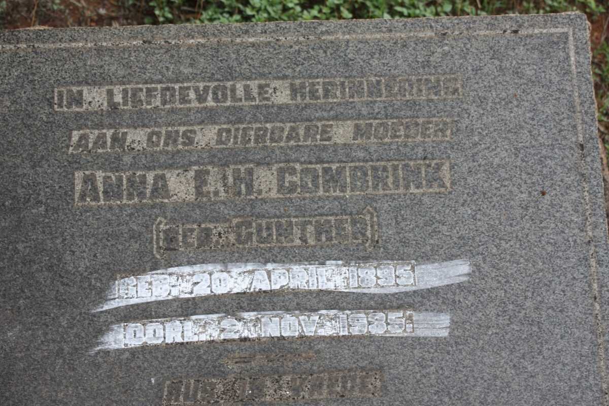 COMBRINK Anna E.H. nee GUNTHER 1895-1935