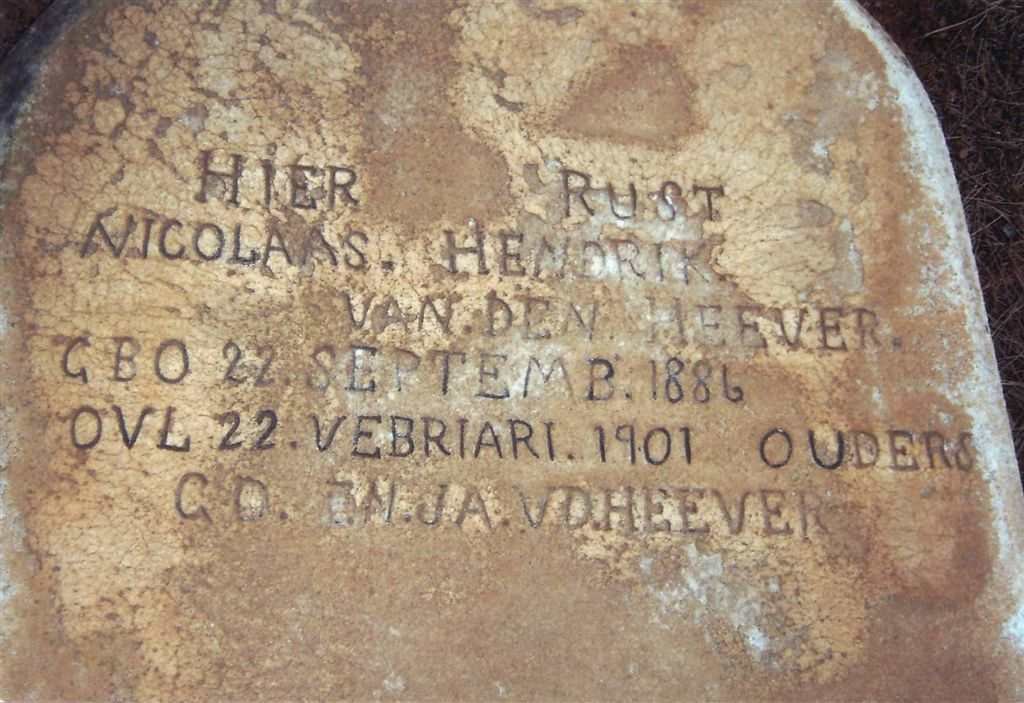 HEEVER Nicolaas Hendrik, van den 1886-1901
