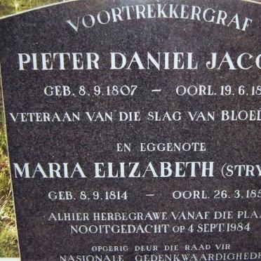 JACOBS Pieter Daniel 1807-1854 &amp; Maria Elizabeth STRYDOM 1814-1850