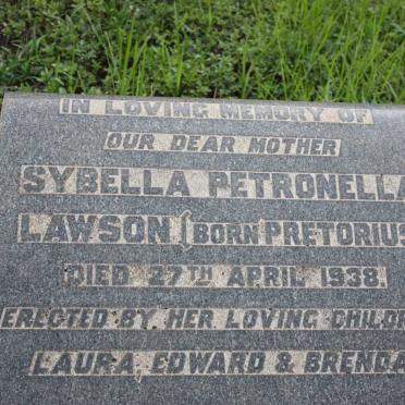 LAWSON Sybella Petronella nee PRETORIUS -1938