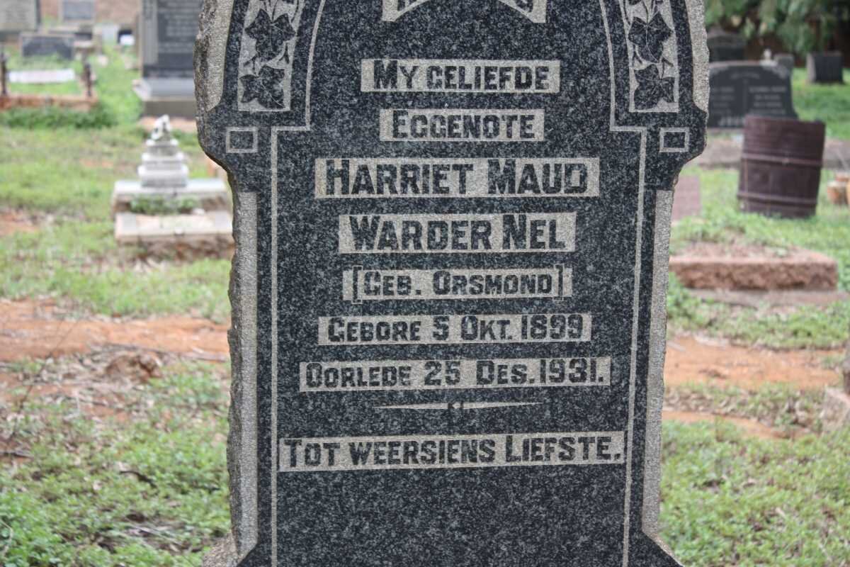 NEL Harriet Maud Warder geb ORSMOND 1899-1931